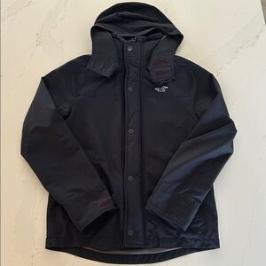 Hollister Men's Dark Blue Hooded Performance Jacket SZ Medium (flaw)
